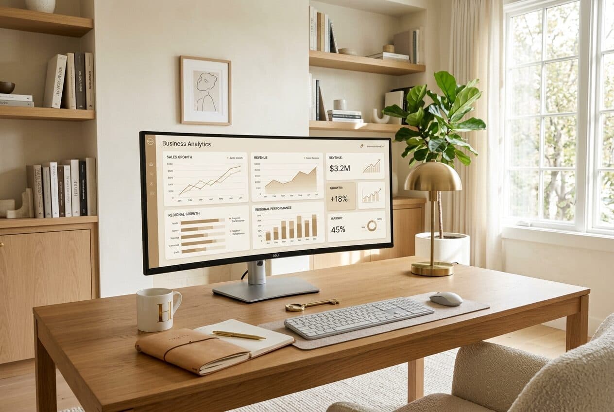 Affiliate analytics dashboard on a sunlit laptop.